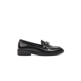 Ayakmod 418066 Siyah Taşlı Kadın Loafer Ayakkabı