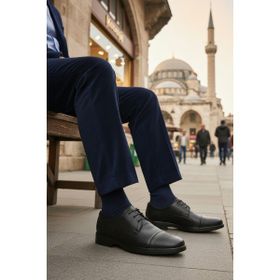 Ayakmod 425 M Siyah Hakiki Deri Jel Tabanlı Bağcıklı Erkek Klasik Ayakkabı