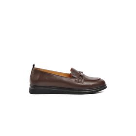 Ayakmod 44280 Kahve Hakiki Deri Kadın Loafer Ayakkabı