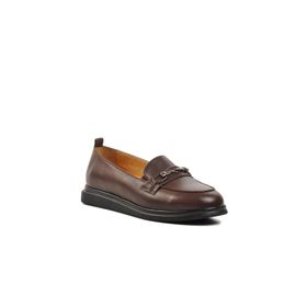 Ayakmod 44280 Kahve Hakiki Deri Kadın Loafer Ayakkabı