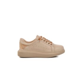 Ayakmod 865 Bağcıklı Bej Kadın Sneaker Ayakkabı
