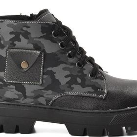 Ayakmod Arz 2301003-F Siyah Gri Kamuflaj Unisex Çocuk Bot