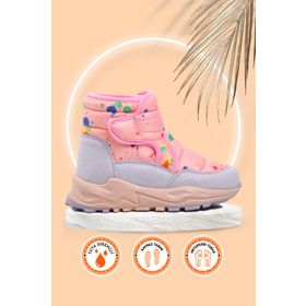 Ayakmod FY222-F Pembe-Lila İçi Polarlı Çocuk Kar Botu