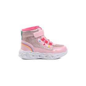 Ayakmod Kids-P Pudra Kalp Desenli Simli Kız Çocuk Sneaker Bot