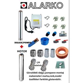 Aycı Mühendislik 4SDM4/14 1.5 Hp Alarko 20 mt Yassı Kablolu Panolu 40 mt Halatlı Çift Vanalı Akıtma Başlıklı Monofaze Takım Dalgıç Pompa