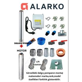 Aycı Mühendislik 4SDM4/24 3 Hp Alarko 35 mt Yassı Kablolu Panolu 70 mt Halatlı Çift Vanalı Akıtma Başlıklı Monofaze Takım Dalgıç Pompa
