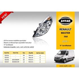 Ayfar 505454 Renault Master 10- Manuel Sağ Far