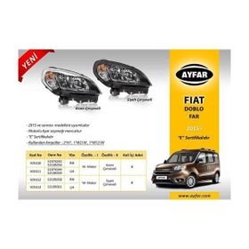 Ayfar Fiat Doblo 15-> Motorlu Siyah Çerçeveli Sağ Far