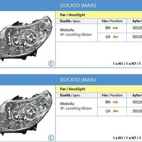 Ayfar Fiat Ducato 06-11 Boxer Jumper Motorlu 8 Pin Fişli Sol Far