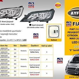 Ayfar Fiat Ducato 14- Boxer Krom Çerçeveli Led Motorlu Ballast Hariç Sağ Far