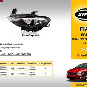 Ayfar Fiat Egea 15-> Motorlu Siyah Çerçeveli Sol Far