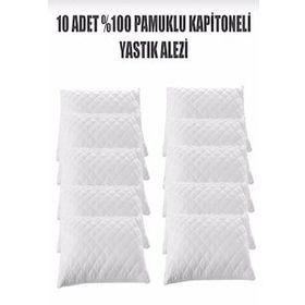 Ayhome 10 adet Pamuklu 50x70 cm Kapitoneli Sıvı Geçirmez Beyaz Yastık Alezi Yastık Koruyucu