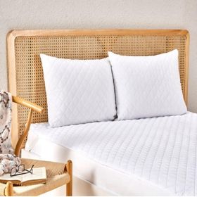 Ayhome 2 Adet 50x70 cm Pamuklu Kapitoneli Sıvı Geçirmez Beyaz Yastık Koruyucu Alez Kılıfı