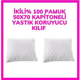 Ayhome 2 Adet 50x70 cm Pamuklu Terletmez Femuarlı Kapitoneli Beyaz Yastık Koruyucu Kılıfı