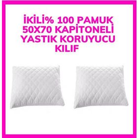 Ayhome 2 Adet 50x70 cm Pamuklu Terletmez Femuarlı Kapitoneli Beyaz Yastık Koruyucu Kılıfı