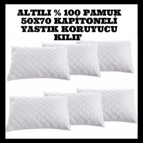 Ayhome 6 Adet 50x70 cm Pamuklu Fermuarlı Terletmez Sıvı Geçirmez Beyaz Yastık Alezi Koruyucu Kılıfı