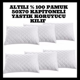 Ayhome 6 Adet 50x70 cm Pamuklu Fermuarlı Terletmez Sıvı Geçirmez Beyaz Yastık Alezi Koruyucu Kılıfı