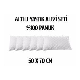 Ayhome 6 Adet 50x70 cm Pamuklu Kapitoneli Sıvı Geçirmez Beyaz Yastık Alezi Koruyucu Kılıfı