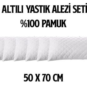 Ayhome 6 Adet 50x70 cm Pamuklu Kapitoneli Sıvı Geçirmez Beyaz Yastık Alezi Koruyucu Kılıfı