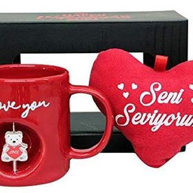 Ayıcıklı Kalpli Kupa Bardak