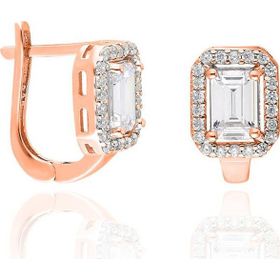 Aykat 464 Baget Küpe Rose Gümüş Taşlı Baget Modeli Bayan Küpesi