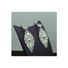 Aykat KUPE-195 Midyat Gümüş Mardin Telkari El İşi Yaprak Gümüş Küpe