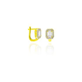 Aykat KUPE-465 Sarı Gold Rengi Gümüş Baget Küpe