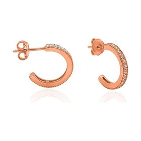 Aykat KUPE-473 Tek Sıralı Zirkon Taşlı J Rose Rengi Kadın Gümüş Küpe