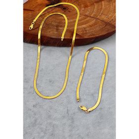 Aykat SET-395 Yassı Gümüş Kolye ve Bileklik Yaldızlı Sarı Renk Gümüş Takım