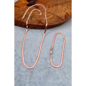 Aykat SET-397 Yassı Kolye ve Bileklik Rose Gümüş Takımı