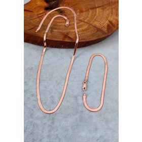 Aykat SET-397 Yassı Kolye ve Bileklik Rose Gümüş Takımı