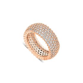 Aykat YZK-356 Beş Sıra Zirkon Taşlı Rose Tamtur Gümüş Kadın Yüzük