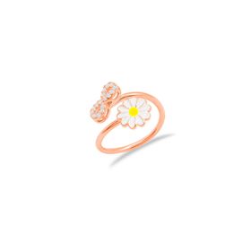 Aykat YZK-402 Kadın Mineli Papatya Sonsuzluk Ayarlanabilir Rose 925 Ayar Gümüş Yüzük