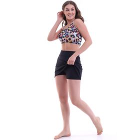 Aykum 9480 Moon Sand Leopar Desenli Şort Etekli Badi Kadın Bikini