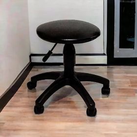 Aym Yuvarlak Amortisörlü Siyah Tekerlekli Tabure