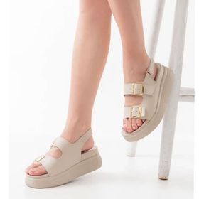 Aymood 24422-1185 Bej Dolgu Topuk Kadın Sandalet