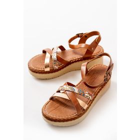 Aymood 730-015 Taba Multi Ortopedik Hakiki Deri Kadın Sandalet