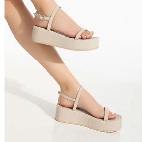 Aymood 861-1027 Bej Dolgu Topuk Kadın Sandalet