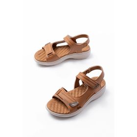 Aymood DM-363 Taba Baret Cırtlı Dikişli Günlük Kadın Sandalet