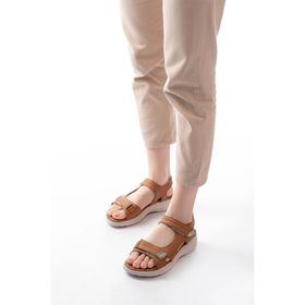 Aymood DM-363 Taba Baret Cırtlı Dikişli Günlük Kadın Sandalet