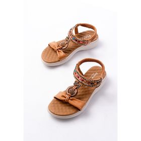 Aymood DM-608 Taba Taşlı Arka Lastikli Günlük Kadın Sandalet