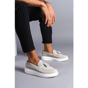 Aymood SLW154 BT Gri Blaze Bağcıksız Püsküllü Süet Erkek Günlük Klasik Ayakkabı