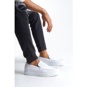 Aymood SLW180 BT Beyaz Estilo X Bağcıksız Cilt Erkek Günlük Klasik Ayakkabı