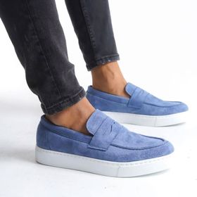 Aymood SLW180 Estilo X BT Mavi Bağcıksız Süet Erkek Spor Ayakkabı