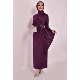 Ayşe Melek 2580 Mürdüm Abiye Kadın Elbise