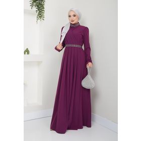 Ayşe Melek 2611 Mürdüm Abiye Kadın Elbise