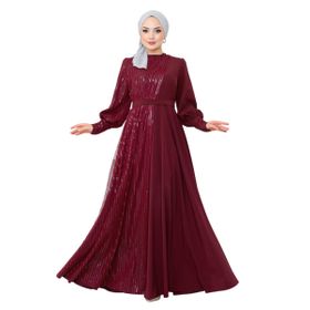 Ayşe Melek 2703 Bordo Abiye Kadın Elbise