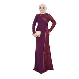 Ayşe Melek 2707 Mürdüm Abiye Kadın Elbise