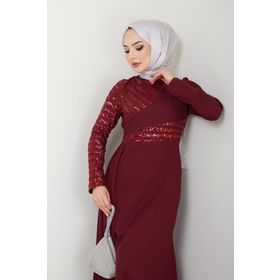 Ayşe Melek 2711 Bordo Abiye Kadın Elbise