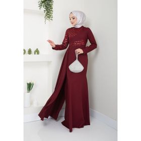 Ayşe Melek 2711 Bordo Abiye Kadın Elbise